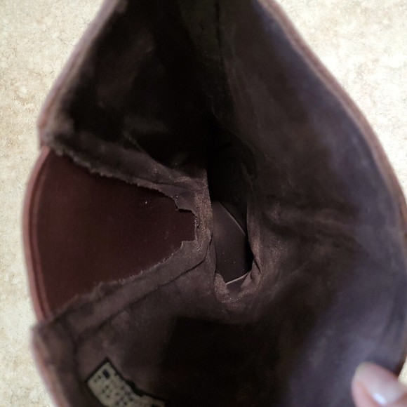 Keen Akita Wedge Slouchy Boots Mid Calf Pull On Mauve Leather Women's 10/40.5 - Picture 14 of 16